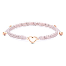 Cute Silver Heart with Knitting Rope Bracelet BR-1502-RO-GP